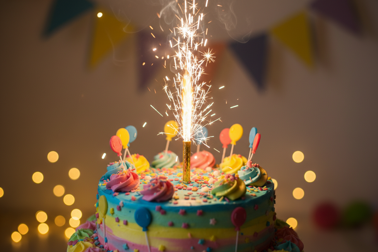 vela para pastel chispera sobre un pastel